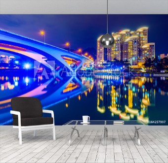 Picture of Riverside night view of bridge